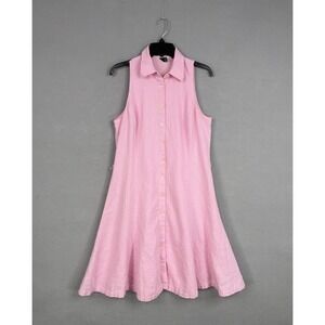 Lauren Ralph Lauren Dress Women 12 Pink Linen Resort Preppy Nautical Tennis Golf